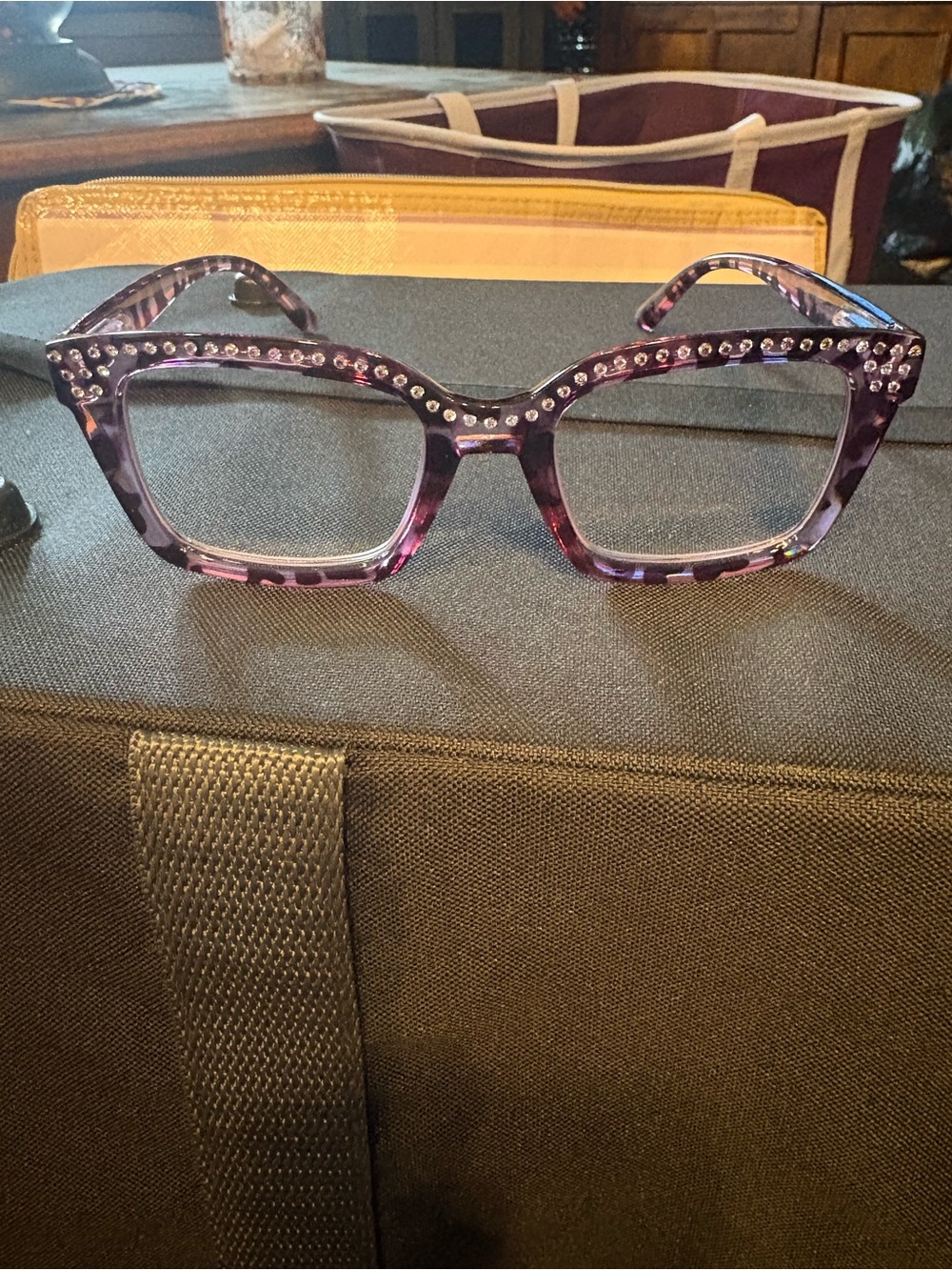 Kathy Levine Purple Tortoiseshell Crystal Accent Women's Eyeglass Frames 2.0
